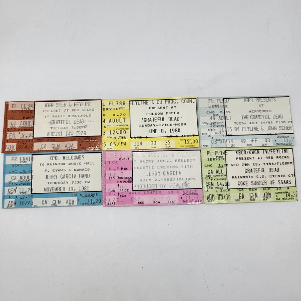 Grateful Dead Lot Of 6 Vintage Concert Ticket Stubs 1979-1984 Colorado Concerts